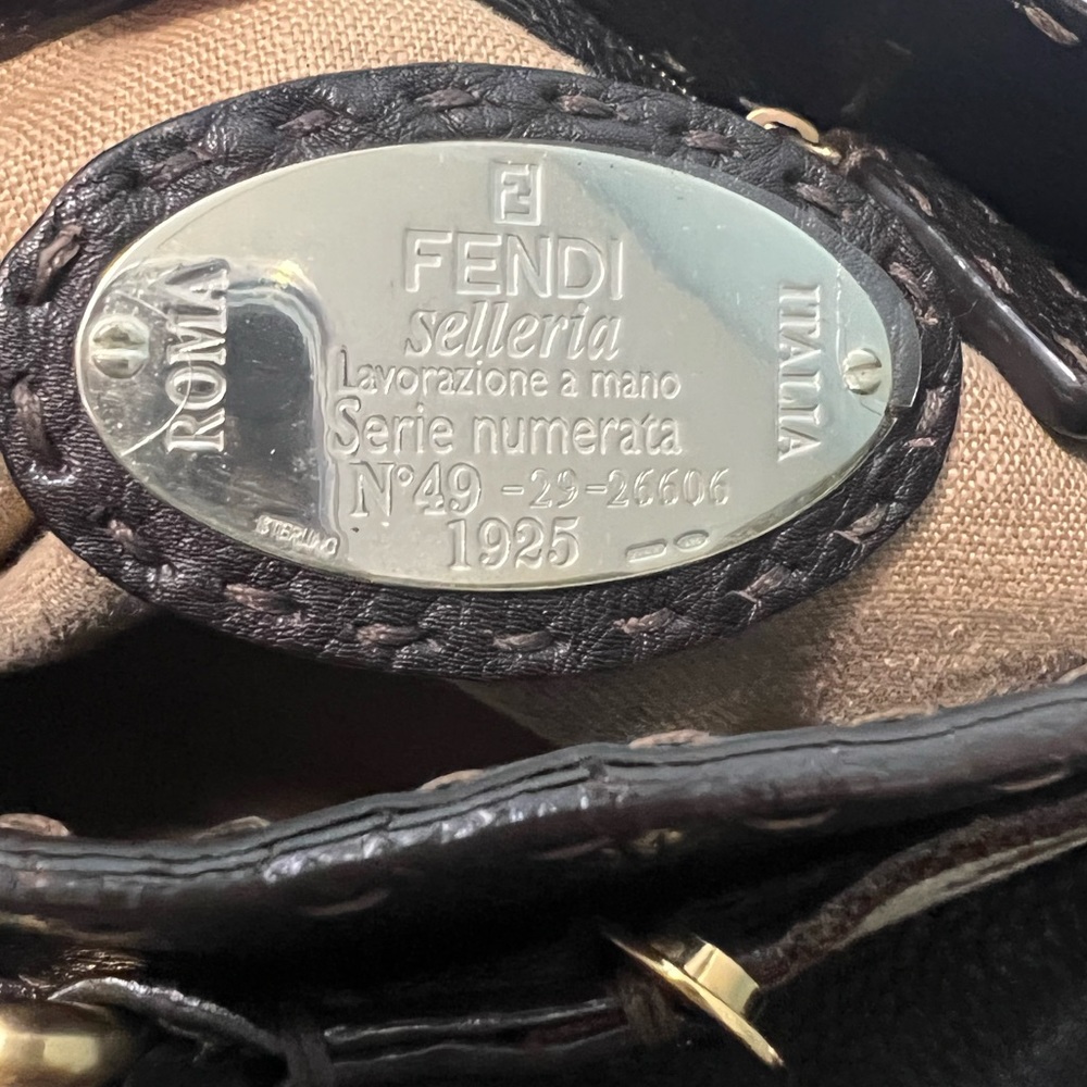 FENDI Vintage Brown Selleria Leather Large Tote Bag - Picture 8 of 17